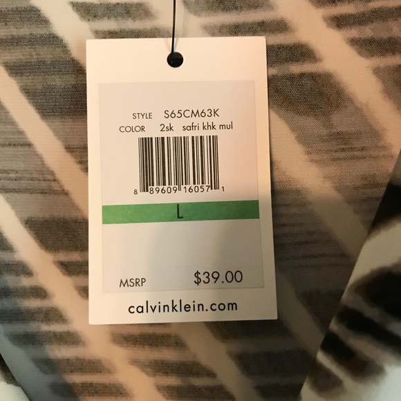 CALVIN KLEIN NWT Cowl Neck Abstract Stripe Tank - Picture 6 of 8